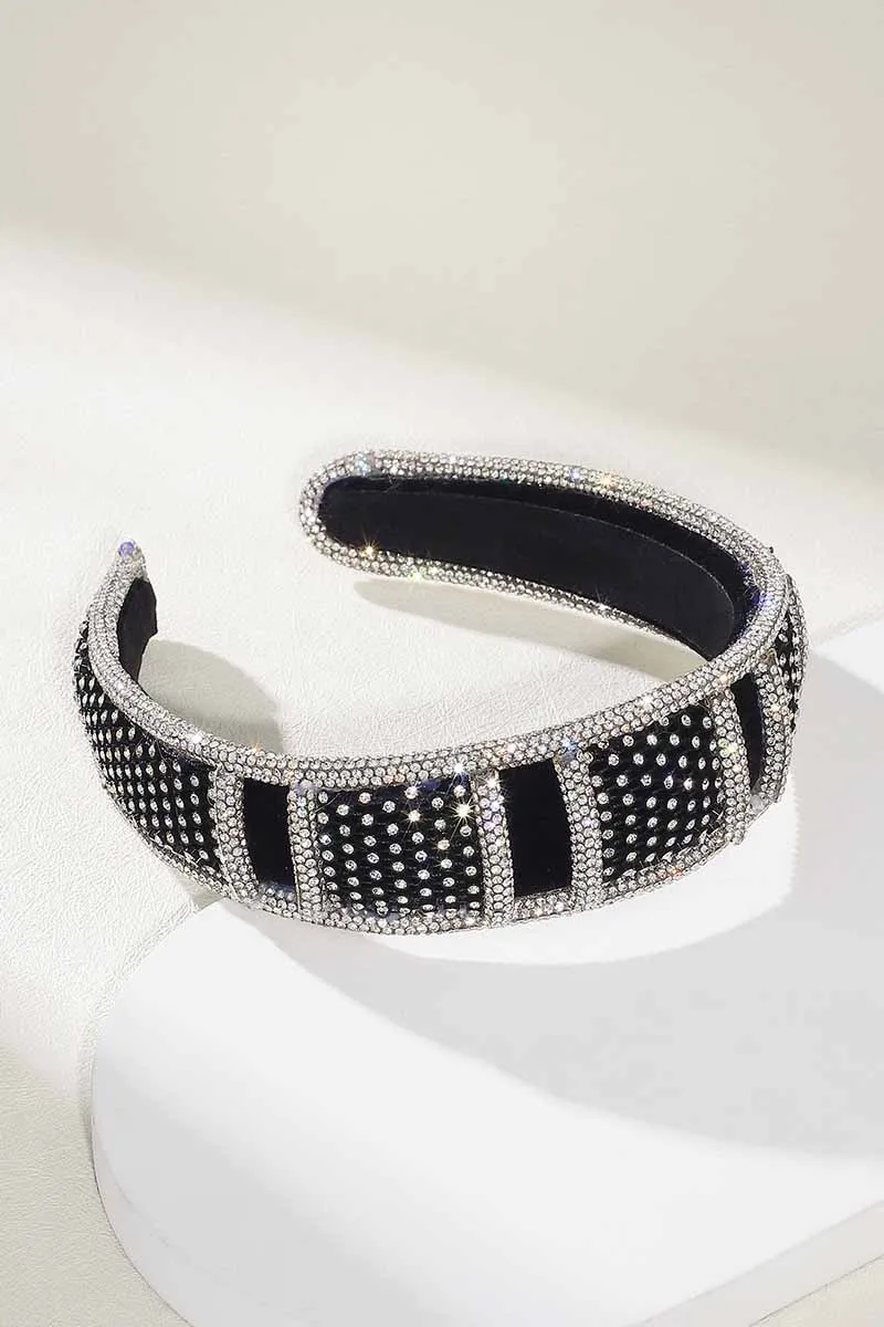 2025 Rhinestone Headbands Silver Crystal Hair bands Wide Sponge Padded Hair Hoops Women Hair band Gift HRBL0011