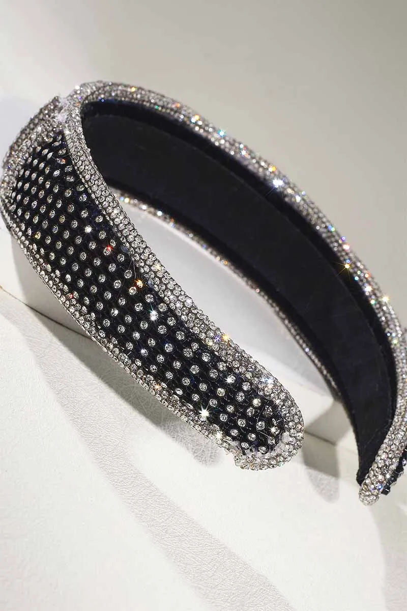 2025 Rhinestone Headbands Silver Crystal Hair bands Wide Sponge Padded Hair Hoops Women Hair band Gift HRBL0011