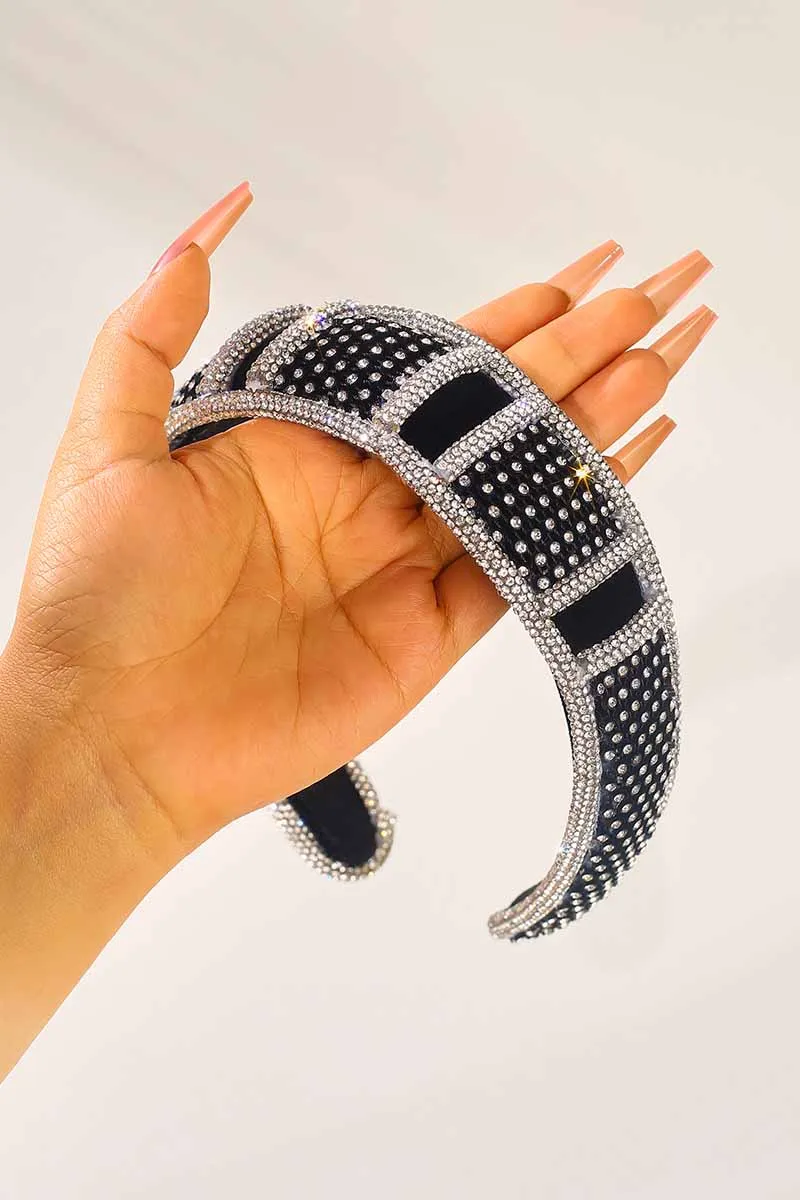 2025 Rhinestone Headbands Silver Crystal Hair bands Wide Sponge Padded Hair Hoops Women Hair band Gift HRBL0011