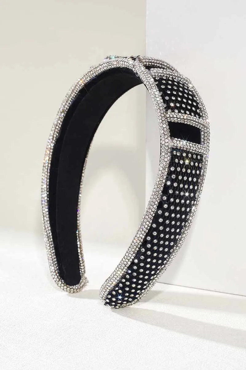 2025 Rhinestone Headbands Silver Crystal Hair bands Wide Sponge Padded Hair Hoops Women Hair band Gift HRBL0011