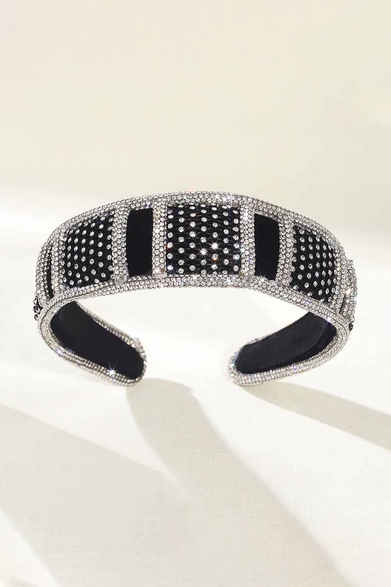 2025 Rhinestone Headbands Silver Crystal Hair bands Wide Sponge Padded Hair Hoops Women Hair band Gift HRBL0011