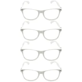 4x Wayfarer Sunglasses Glasses Party Wedding Fun Costume Dress Up - White/Clear