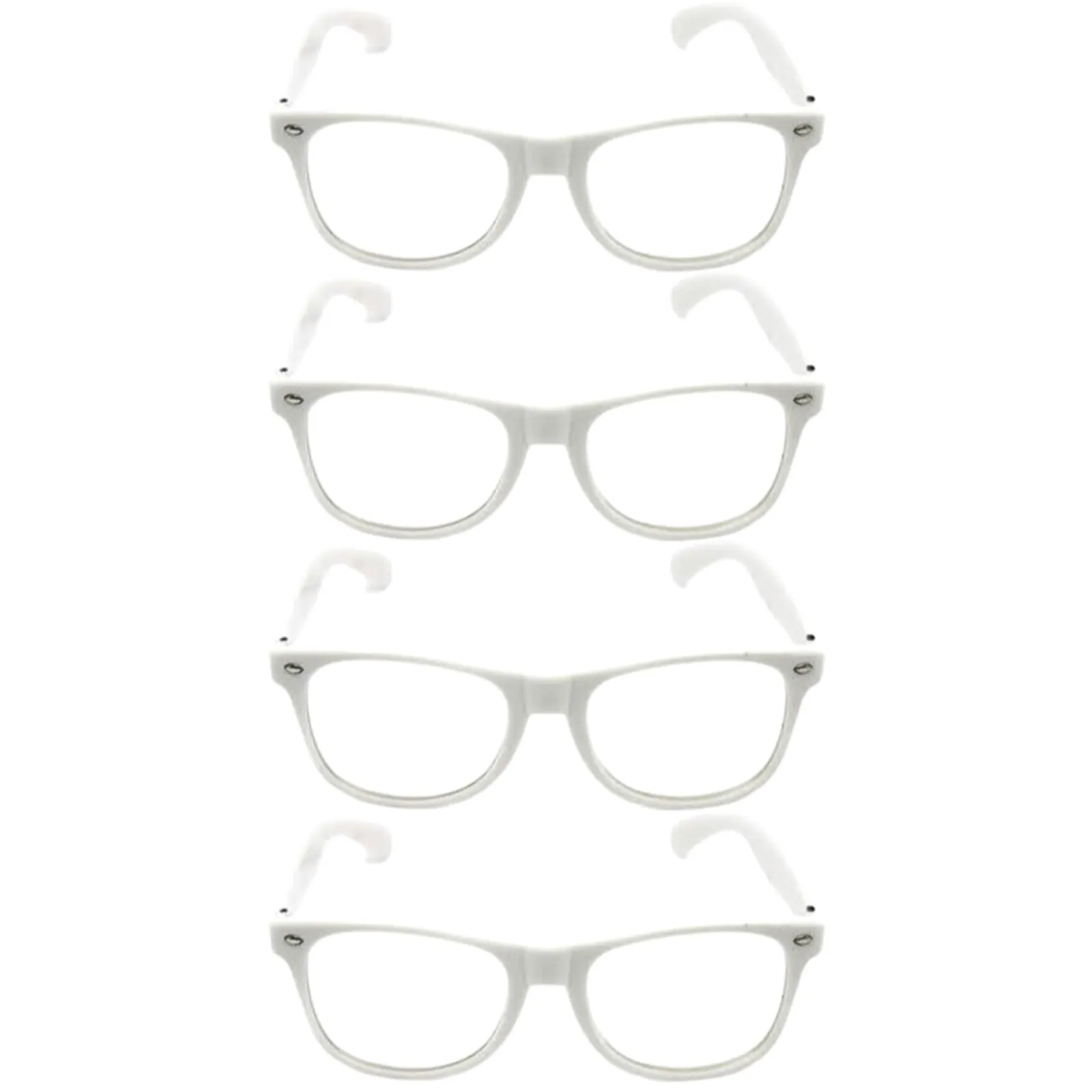 4x Wayfarer Sunglasses Glasses Party Wedding Fun Costume Dress Up - White/Clear