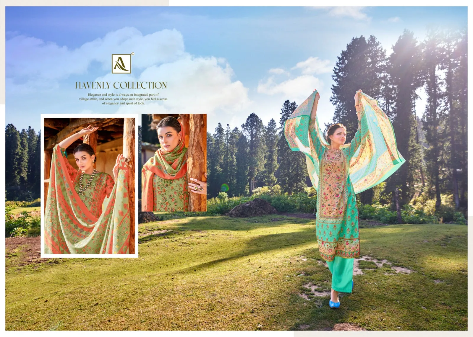 Alok Suits Iqra Digital Print Pashmina With Schiffli Embroidery Designer Winter Wear Salwar Suits (749x06)