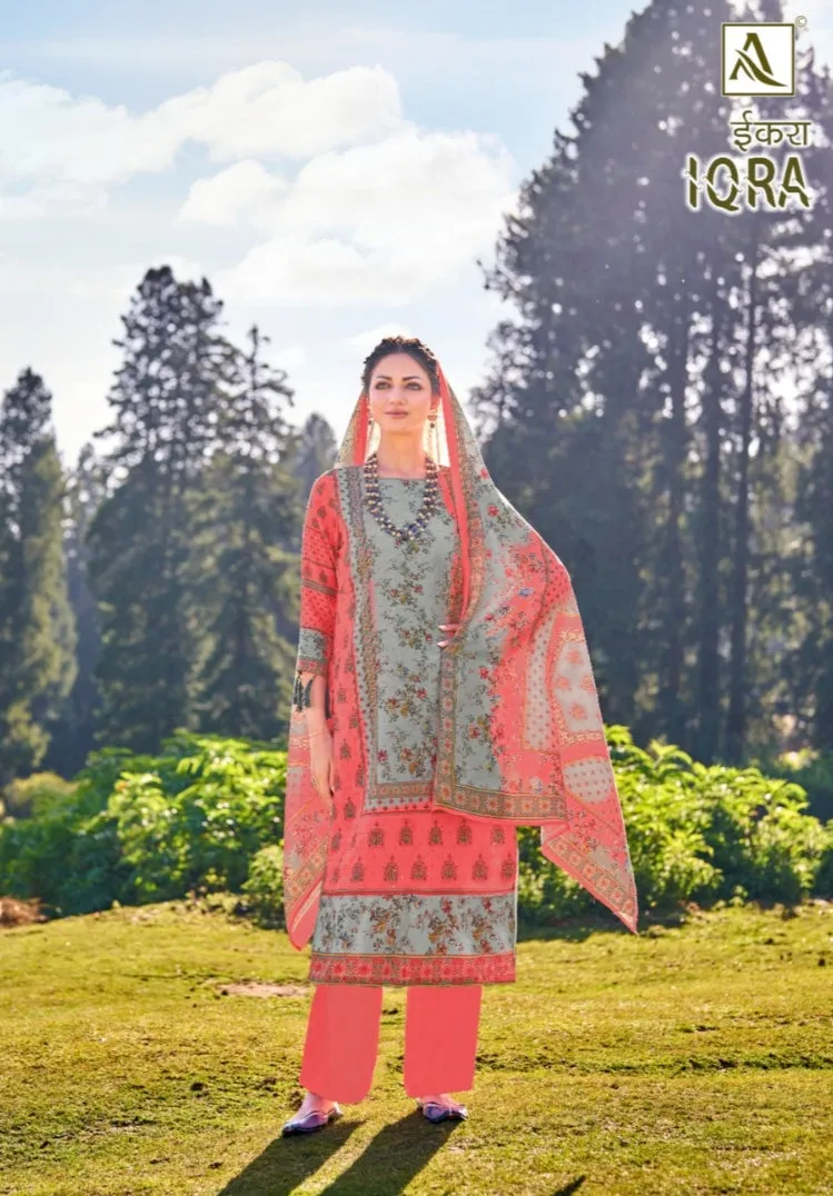 Alok Suits Iqra Digital Print Pashmina With Schiffli Embroidery Designer Winter Wear Salwar Suits (749x06)