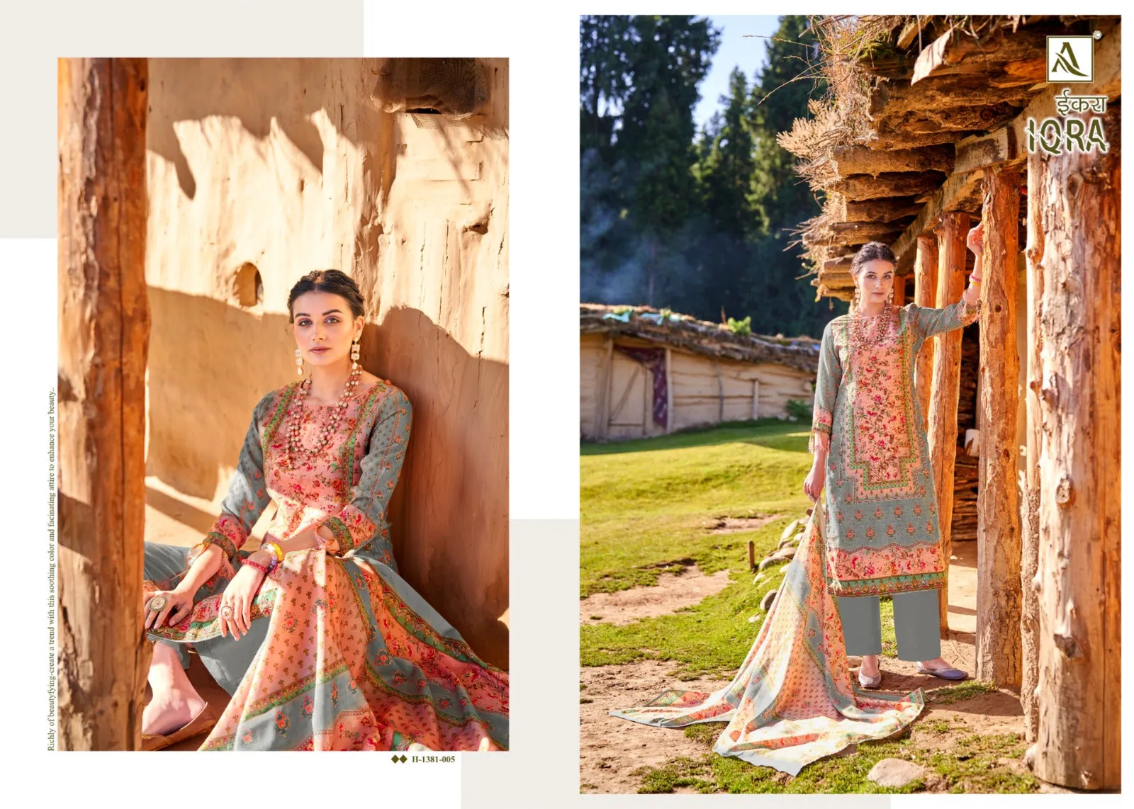 Alok Suits Iqra Digital Print Pashmina With Schiffli Embroidery Designer Winter Wear Salwar Suits (749x06)