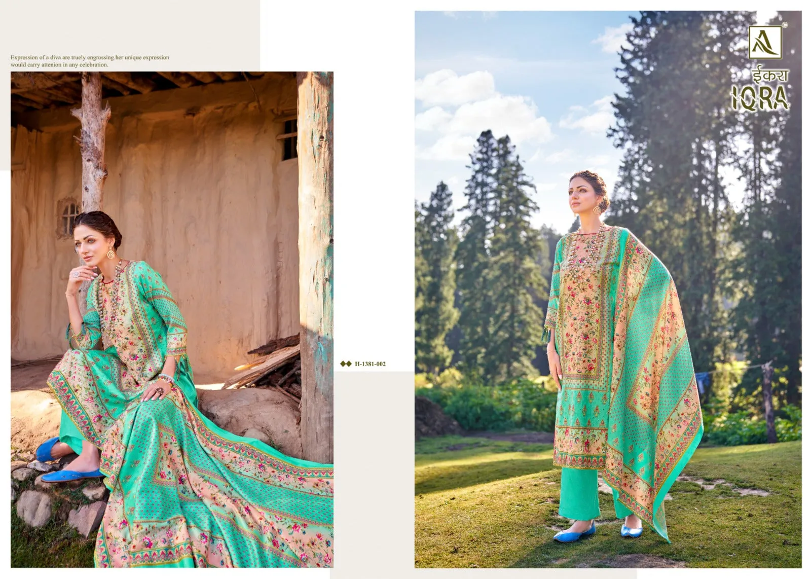 Alok Suits Iqra Digital Print Pashmina With Schiffli Embroidery Designer Winter Wear Salwar Suits (749x06)