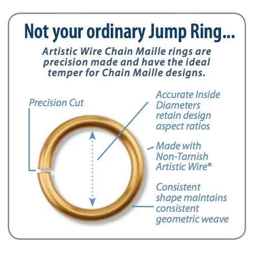 Artistic Wire, Chain Maille Jump Rings, 18 Ga / ID 5.95mm / 45pc, Tarnish Resistant Silver Plated
