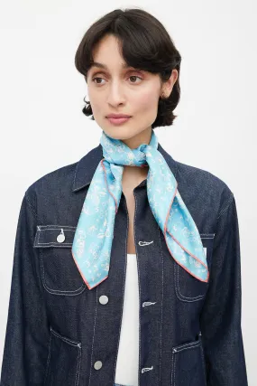 Blue & White Floral Silk Scarf