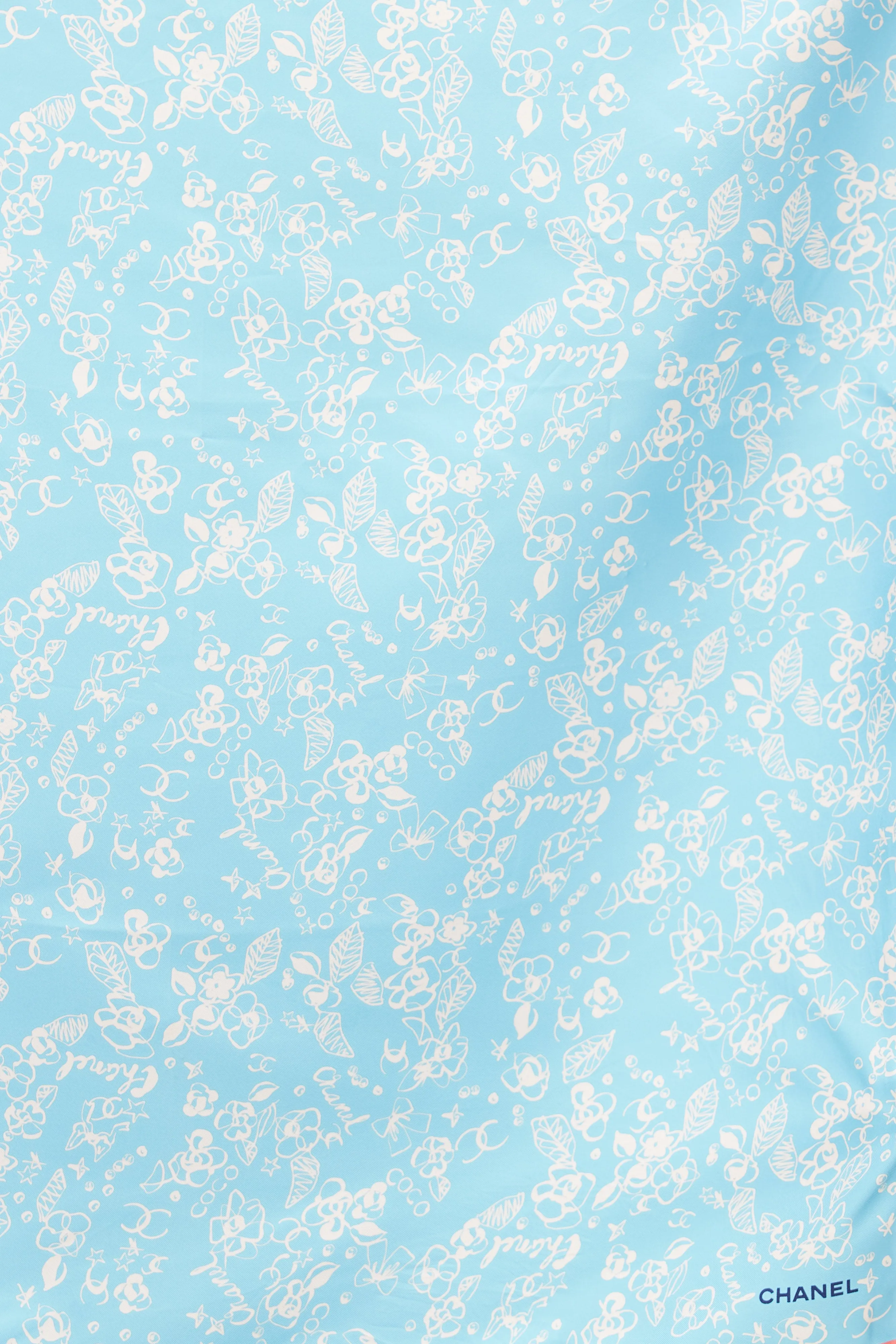 Blue & White Floral Silk Scarf
