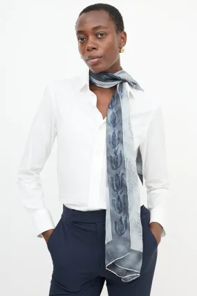 Blue Floral Print Scarf