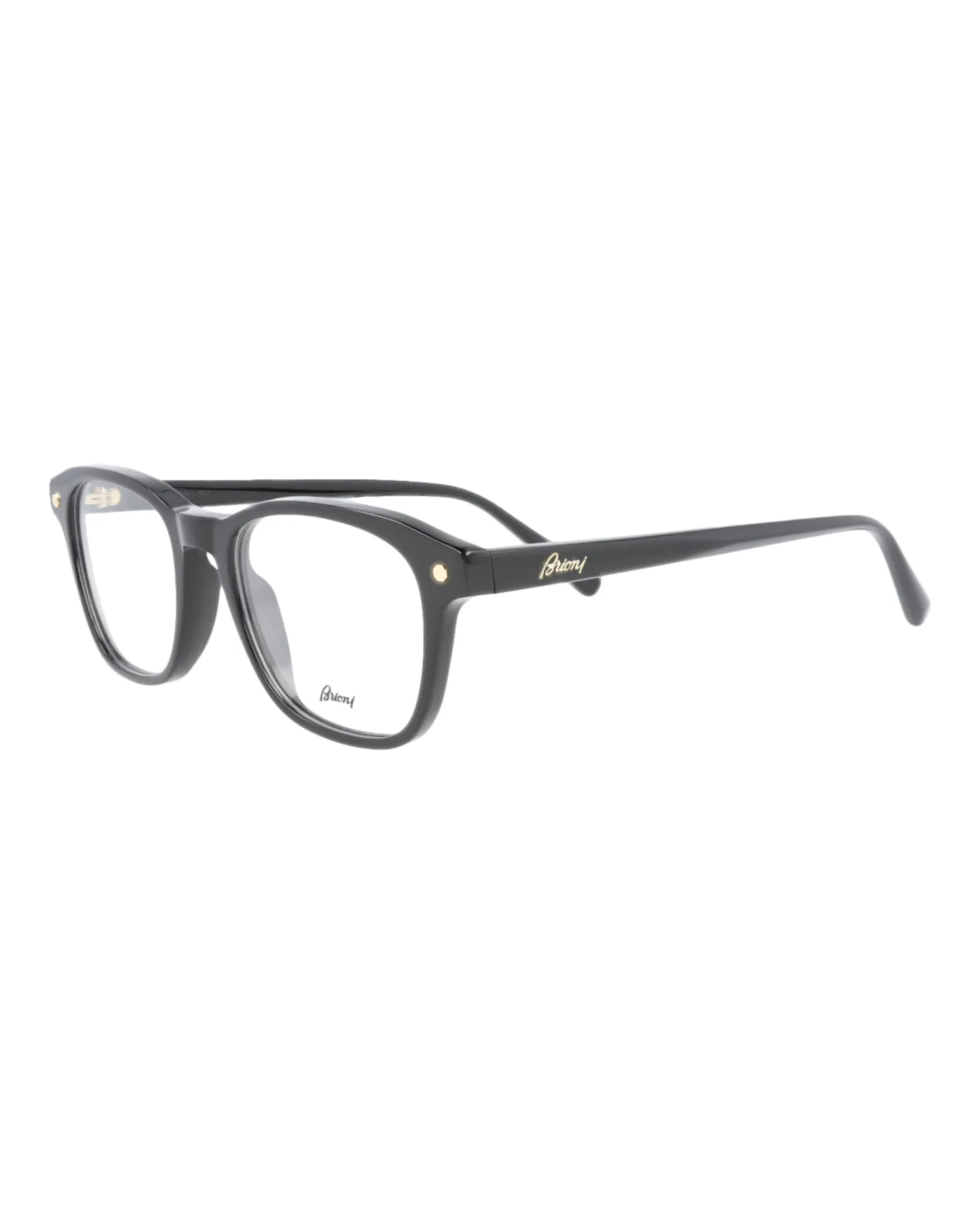 Brioni Mens Square/Rectangle Black Black Transparent Fashion Designer Eyewear
