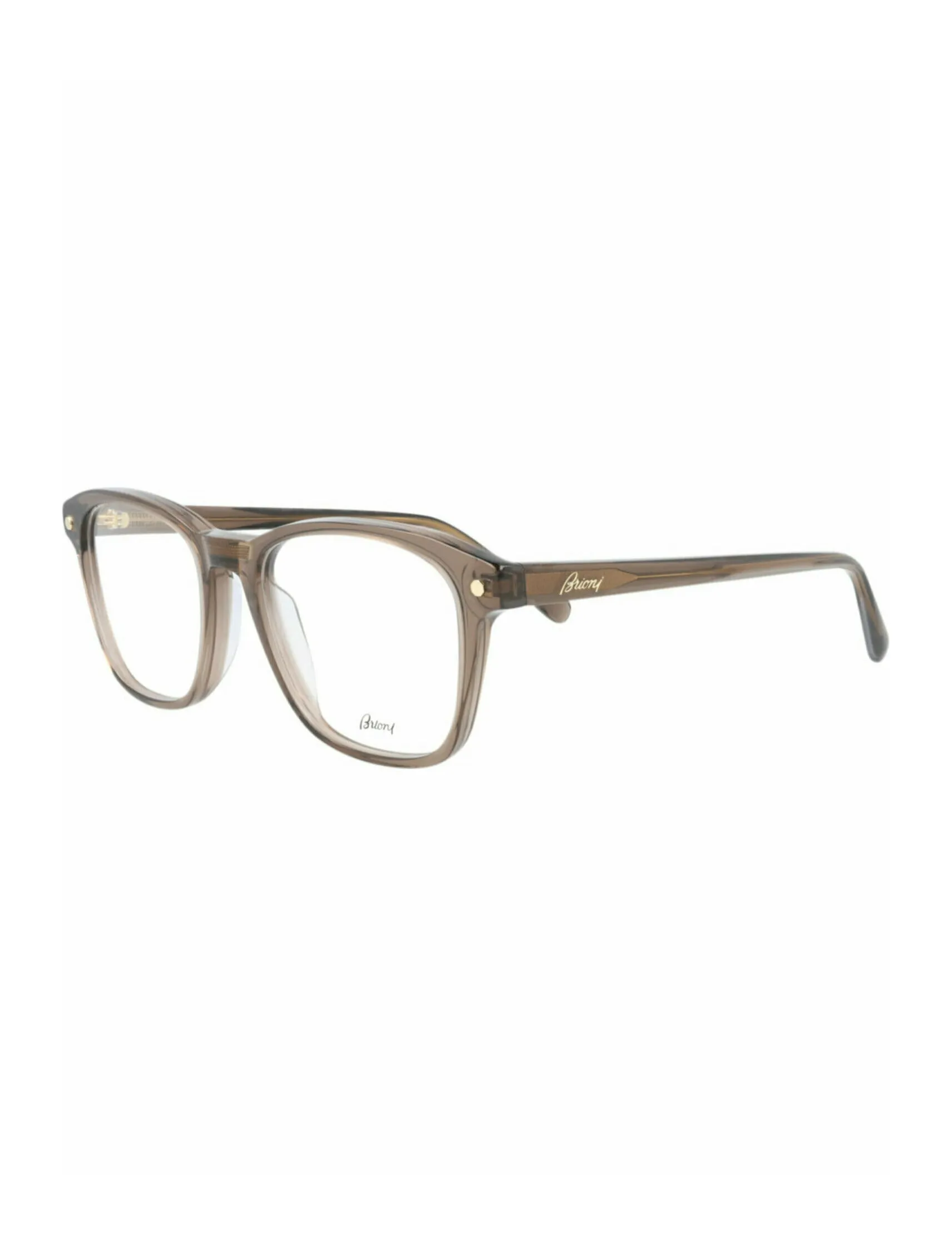 Brioni Mens Square/Rectangle Brown Brown Transparent Fashion Designer Eyewear