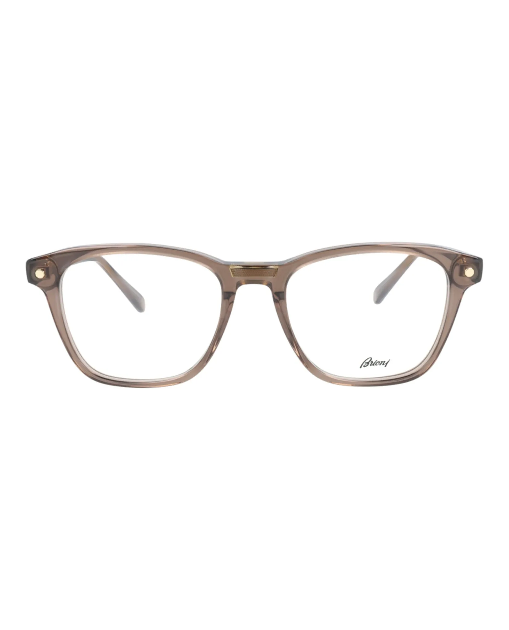 Brioni Mens Square/Rectangle Brown Brown Transparent Fashion Designer Eyewear