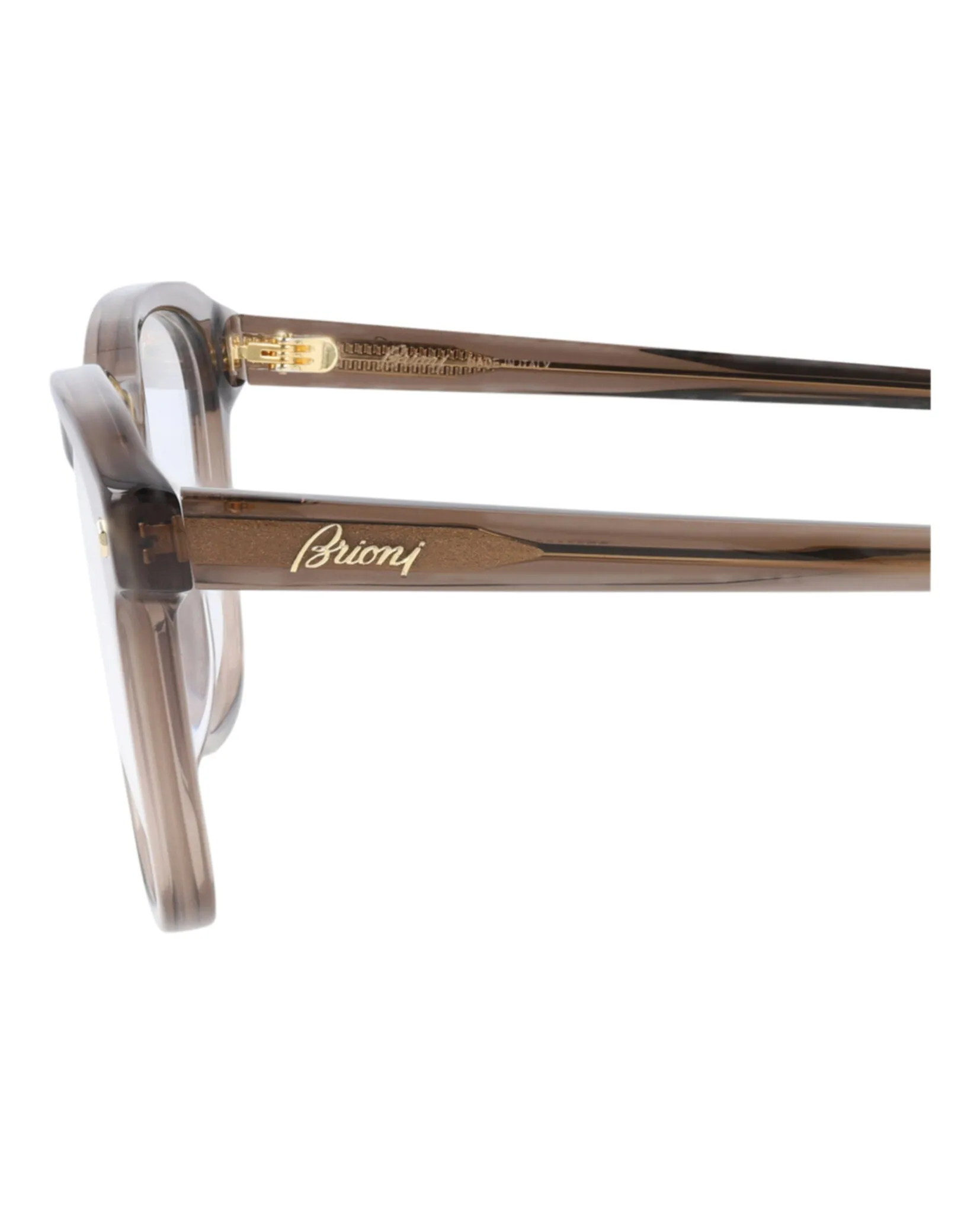Brioni Mens Square/Rectangle Brown Brown Transparent Fashion Designer Eyewear