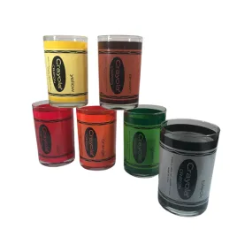 Cera Signed Crayola Crayon Double Old Fashion Glasses (Set of 6)