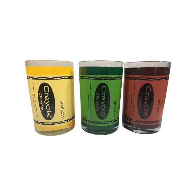 Cera Signed Crayola Crayon Double Old Fashion Glasses (Set of 6)