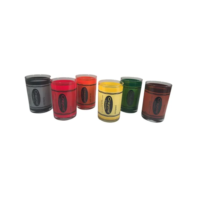 Cera Signed Crayola Crayon Double Old Fashion Glasses (Set of 6)