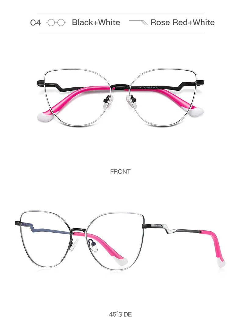Gmei Women's Full Rim Alloy Cat Eye Frame Eyeglasses 3043
