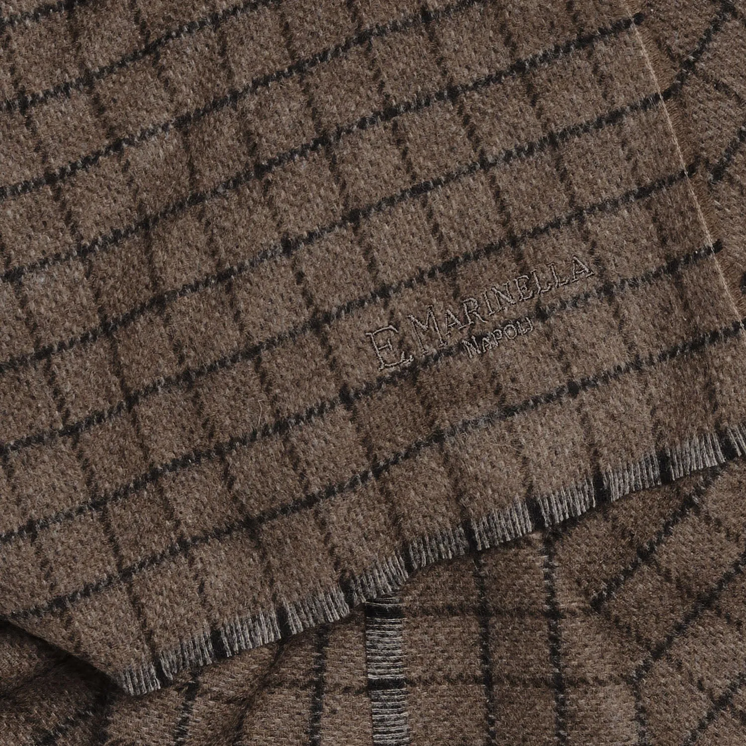 LIGHT BROWN SMALL-CHECK SCARF
