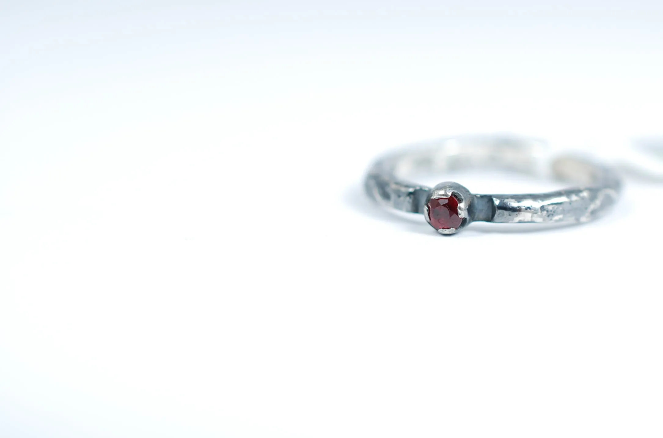 Oxidized silver Stacking ring with Ruby
