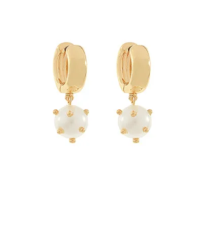 Round Pearl Dangling Hoops