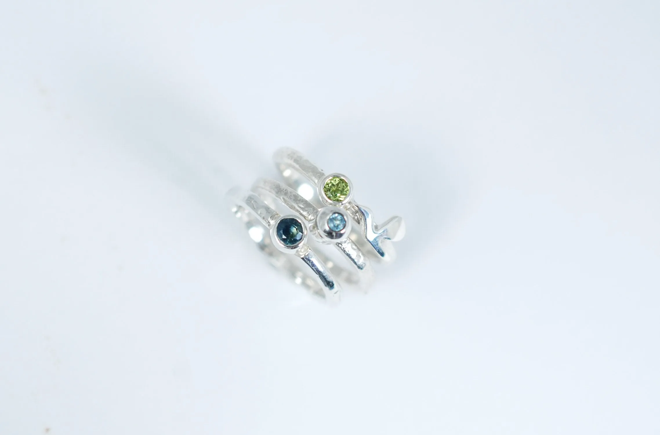 Siver stacking rings set "Nature Flight"