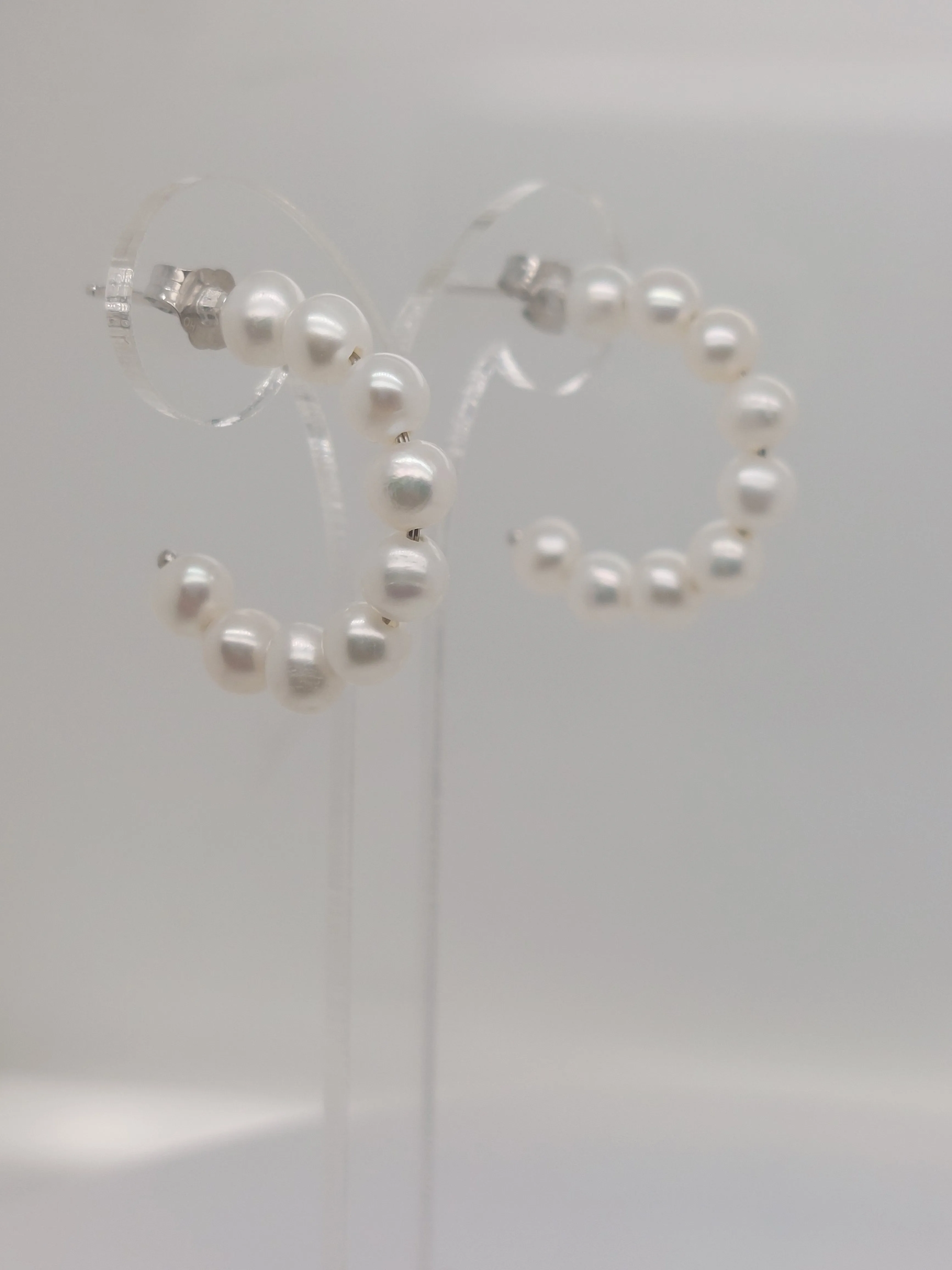 Small Pearl Hoops