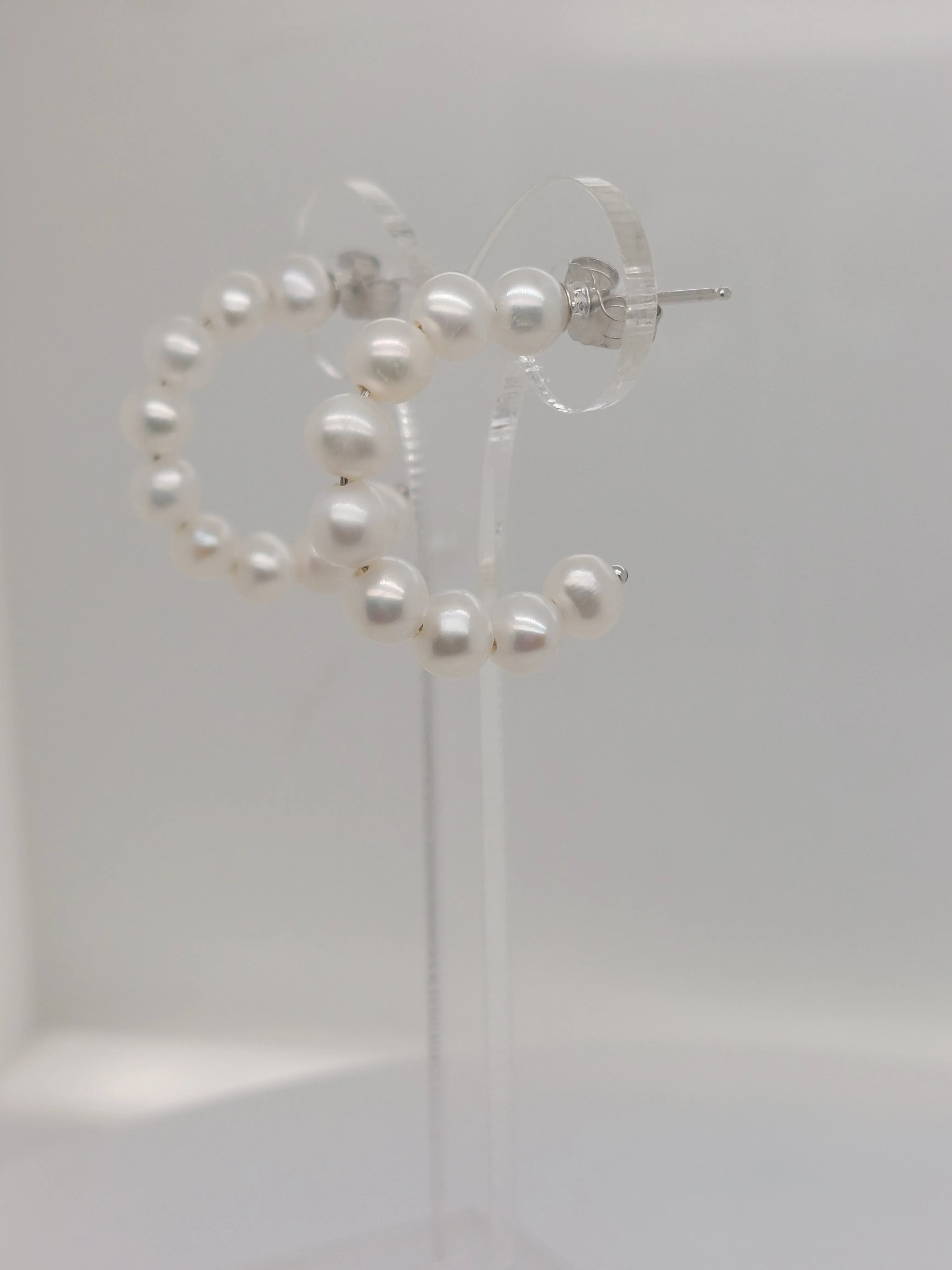 Small Pearl Hoops