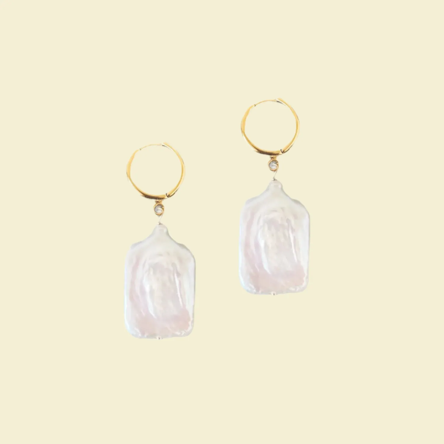Square Natural Pearl Earrings