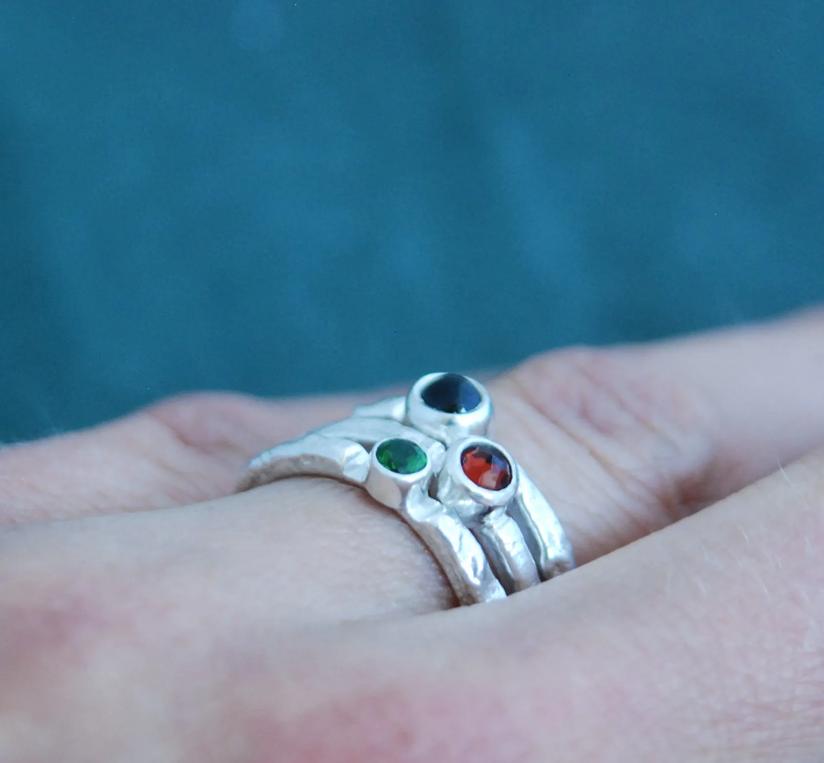 Upside-down Red Garnet Silver ring