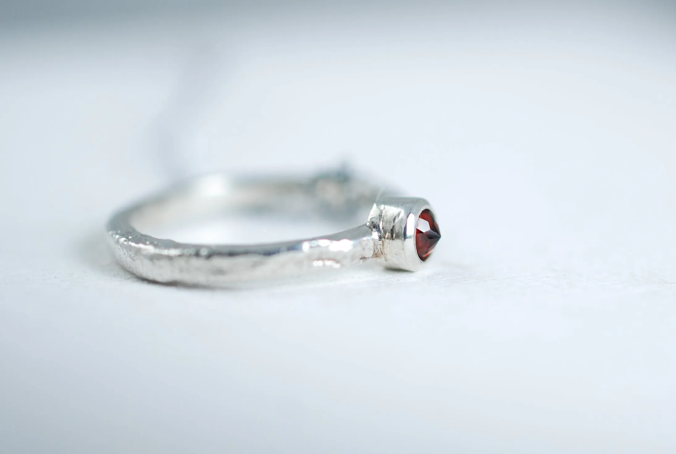 Upside-down Red Garnet Silver ring