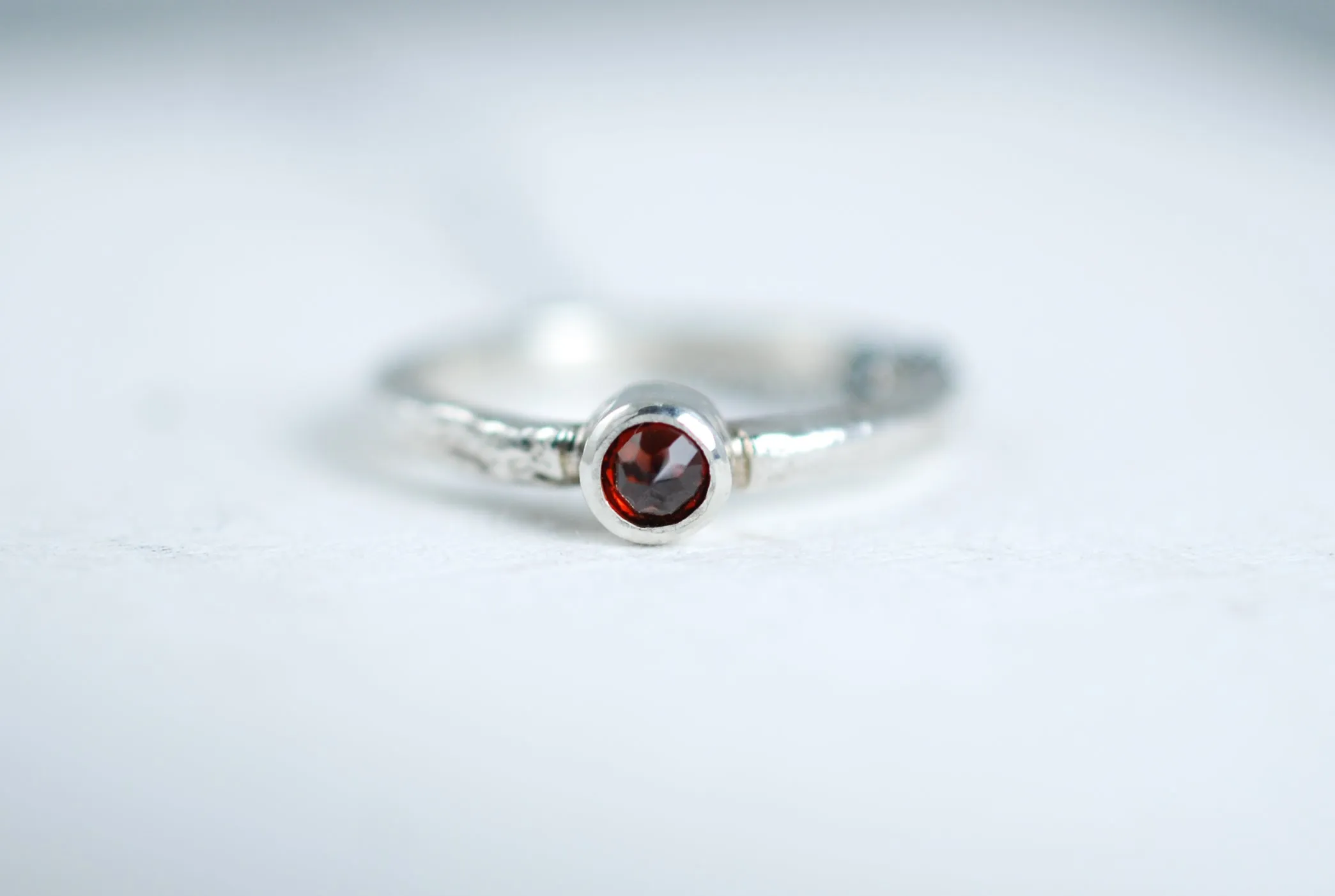 Upside-down Red Garnet Silver ring