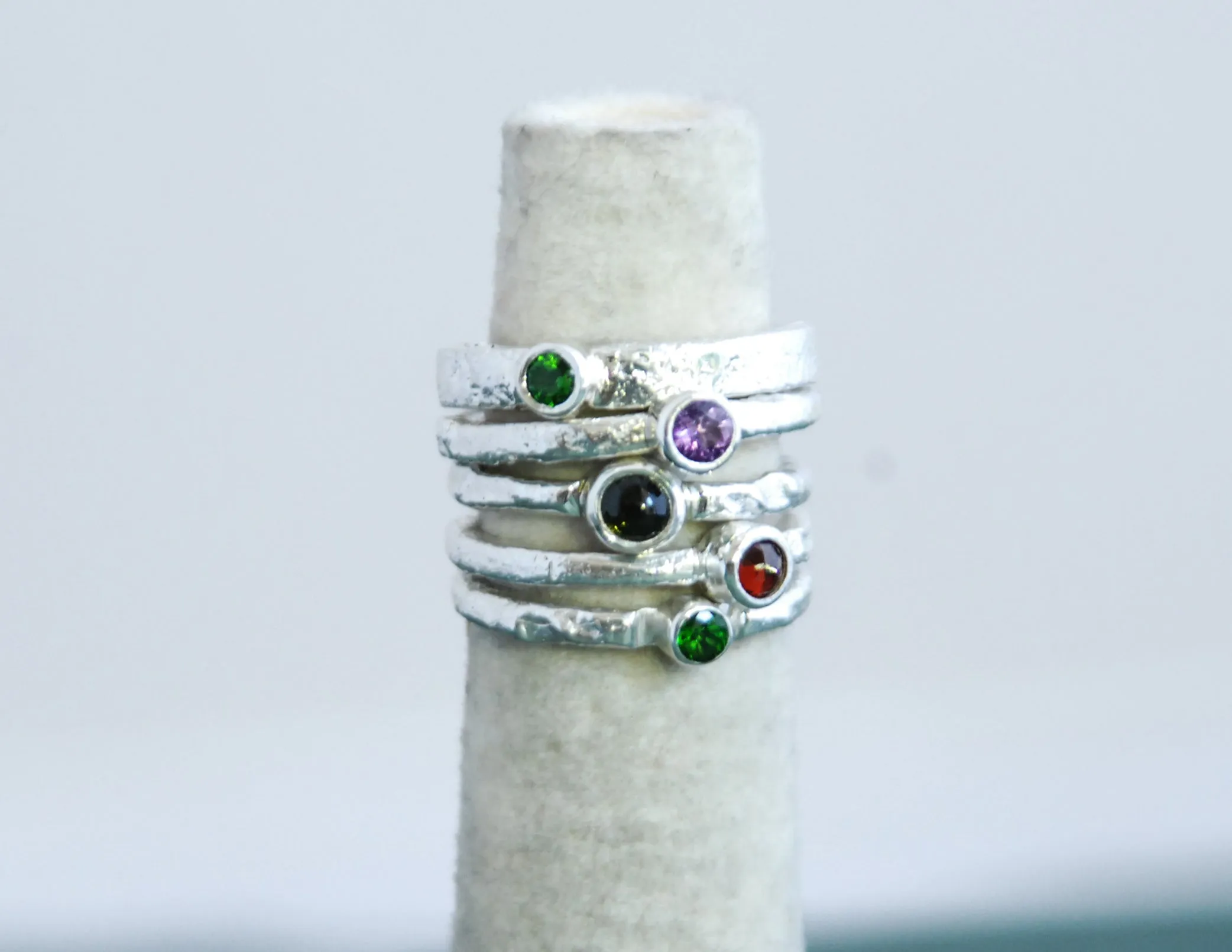 Upside-down Red Garnet Silver ring